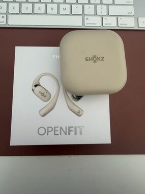 Shokz OpenFit Bone Conduction Headphones in Beige